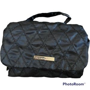Victoria’s Secret 2007 Vintage Black Satin Quilted Organizer Travel Bag Nwt
